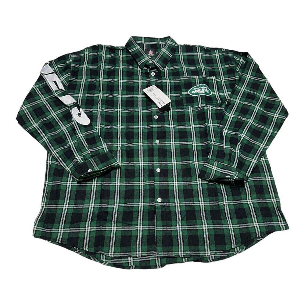NWT Men's FOCO New York Jets NFL Long Sleeve Plaid Flannel Shirt Size XL